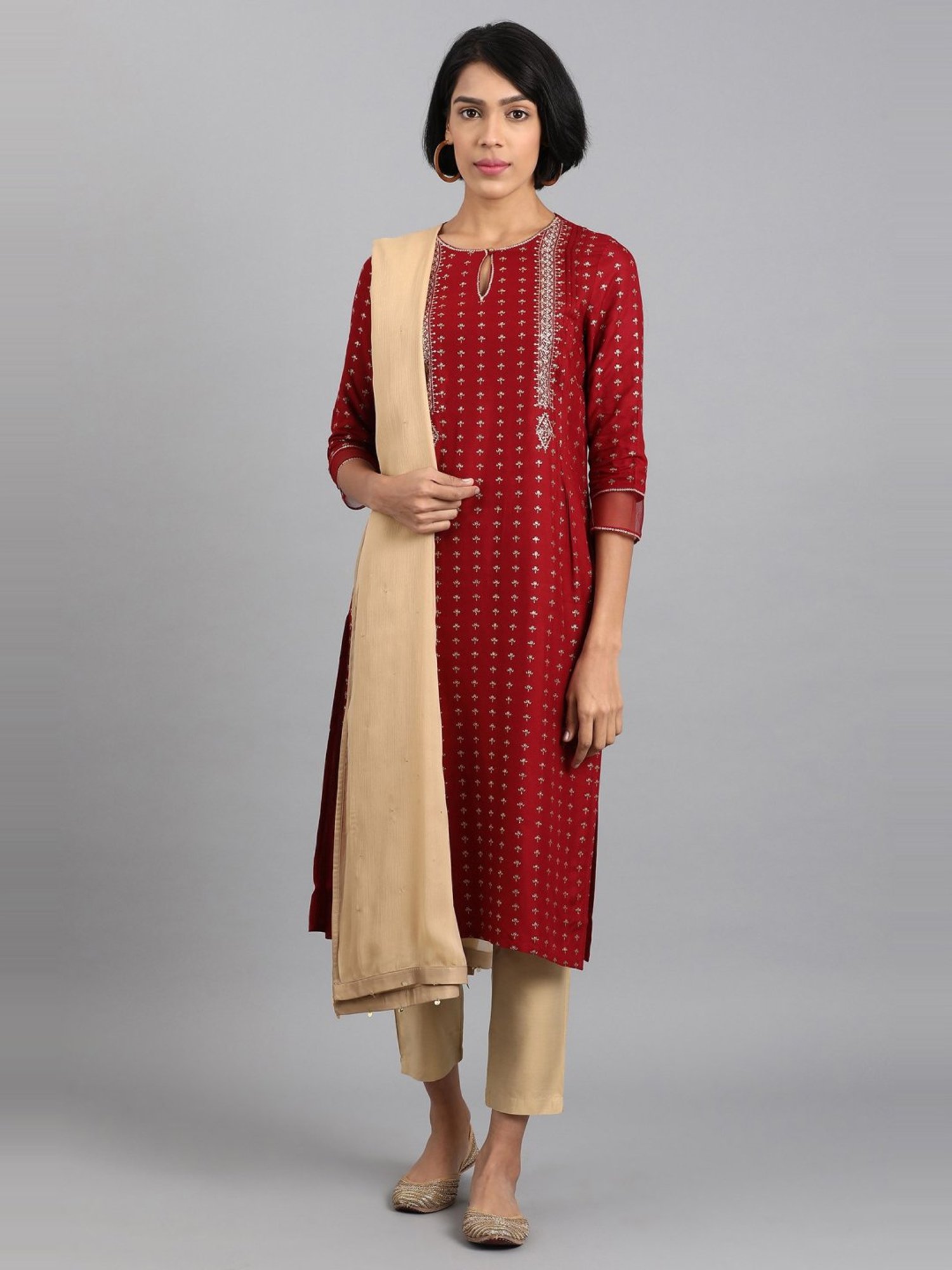 W Golden Plain Dupatta