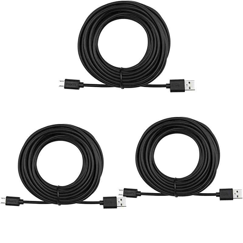 26ft Power Extension Cable Compatible with Wyze cam Wyze cam V2 Wyze cam Pan Blink Yi Home Security Camera Long Micro USB Cord Black WeatherProof