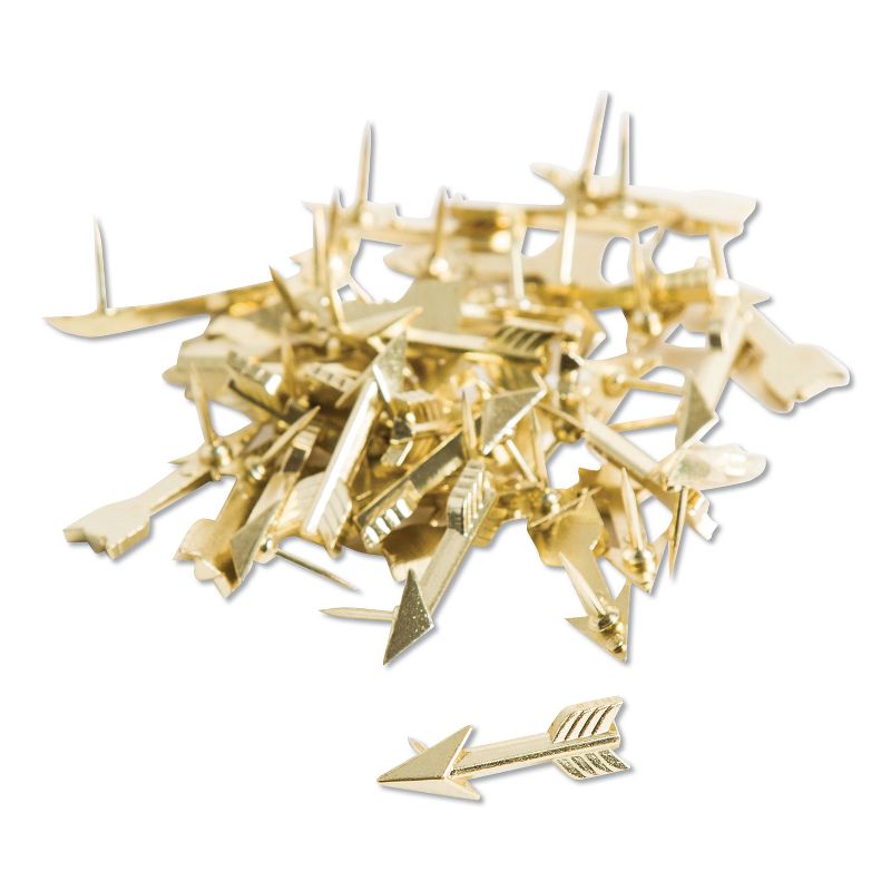 U Brands Fashion Push Pins, Steel, Gold, 3/8", 36/Pack 3083U0624