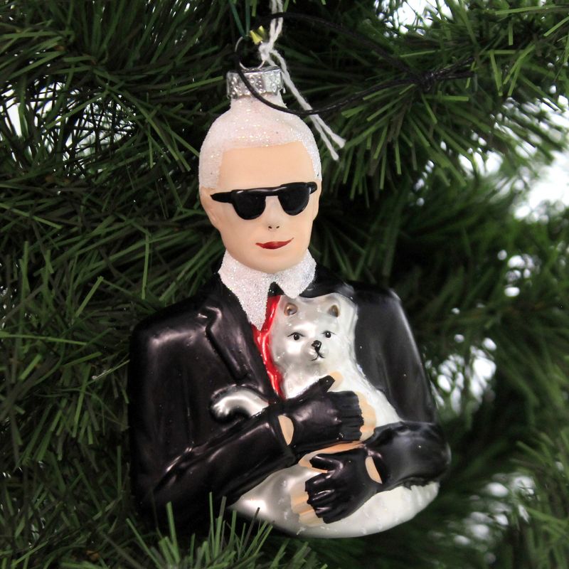 Holiday Ornament 4.25" Karl Lagerfeld Ornament Fashion Icon Designer  -  Tree Ornaments
