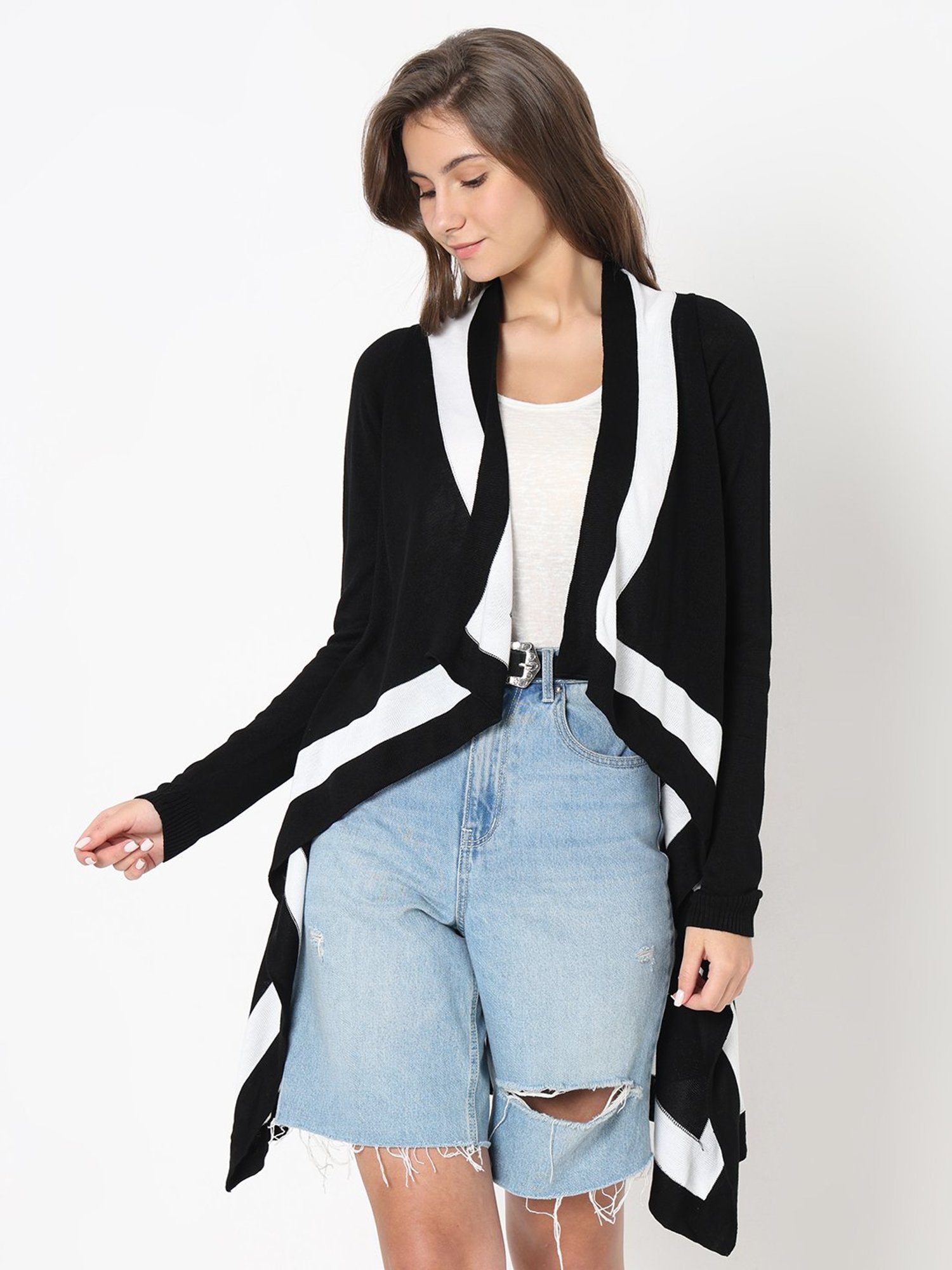 Vero Moda Black & White Long Shrug