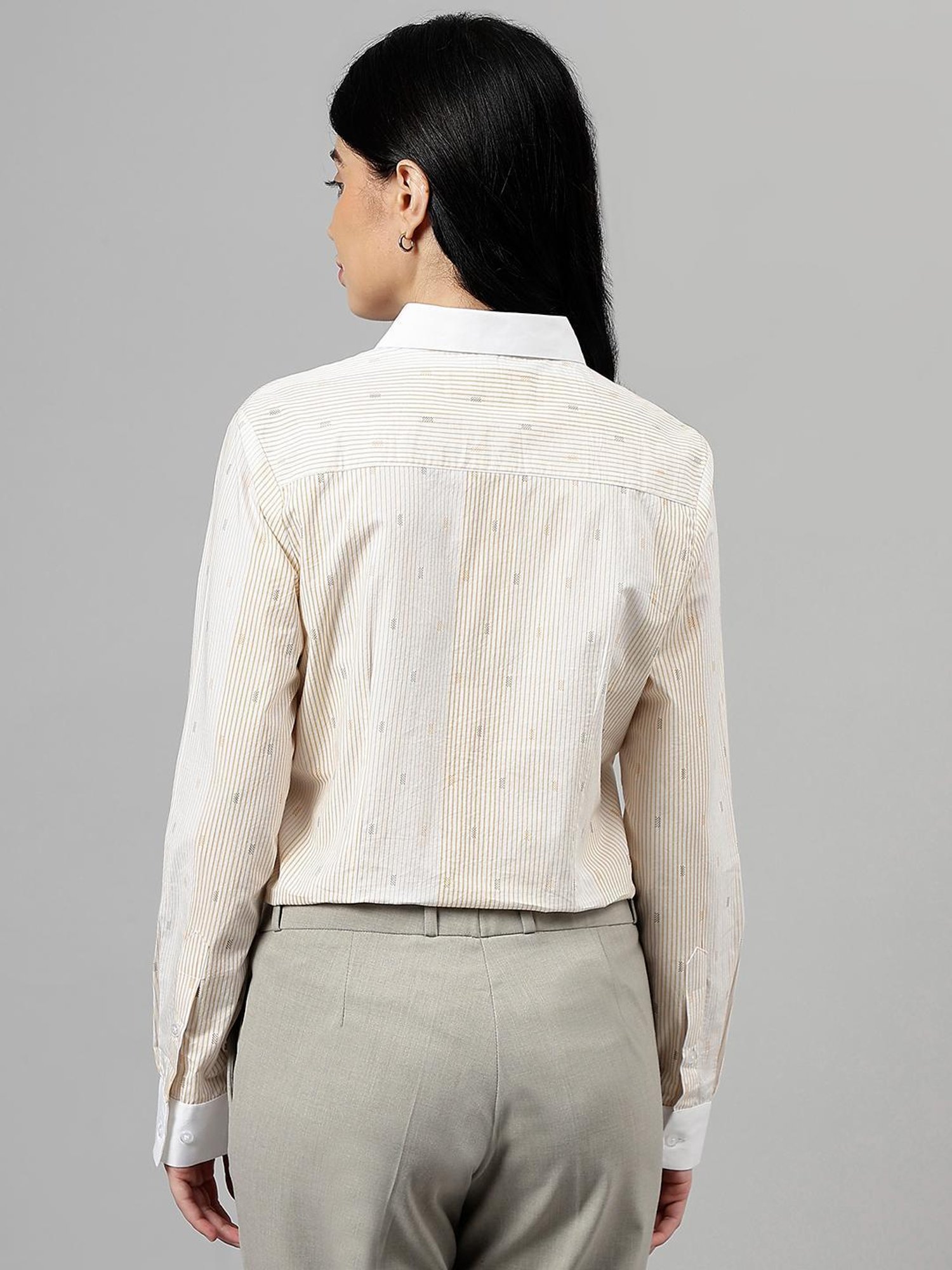 Hancock White & Yellow Cotton Striped Shirt