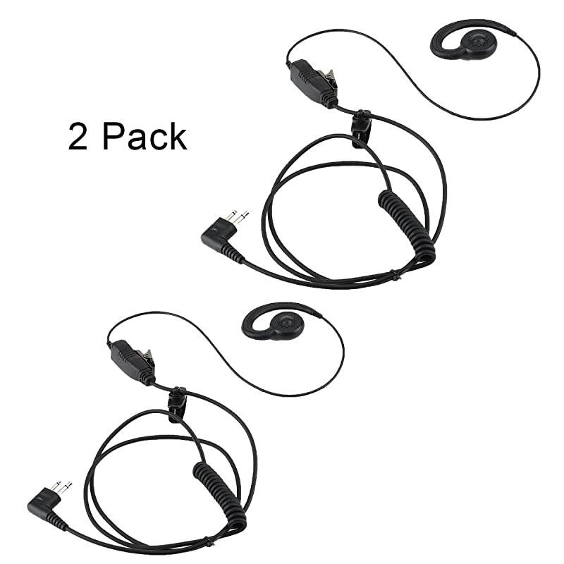 Walkie Talkie Swivel Earpiece with Microphone and PTT for Motorola Two Way Radio - Motorola Swivel Earpiece Compatible with Walkie Talkies CLS1410, CLS1100, HKLN4604A (2 Pack)