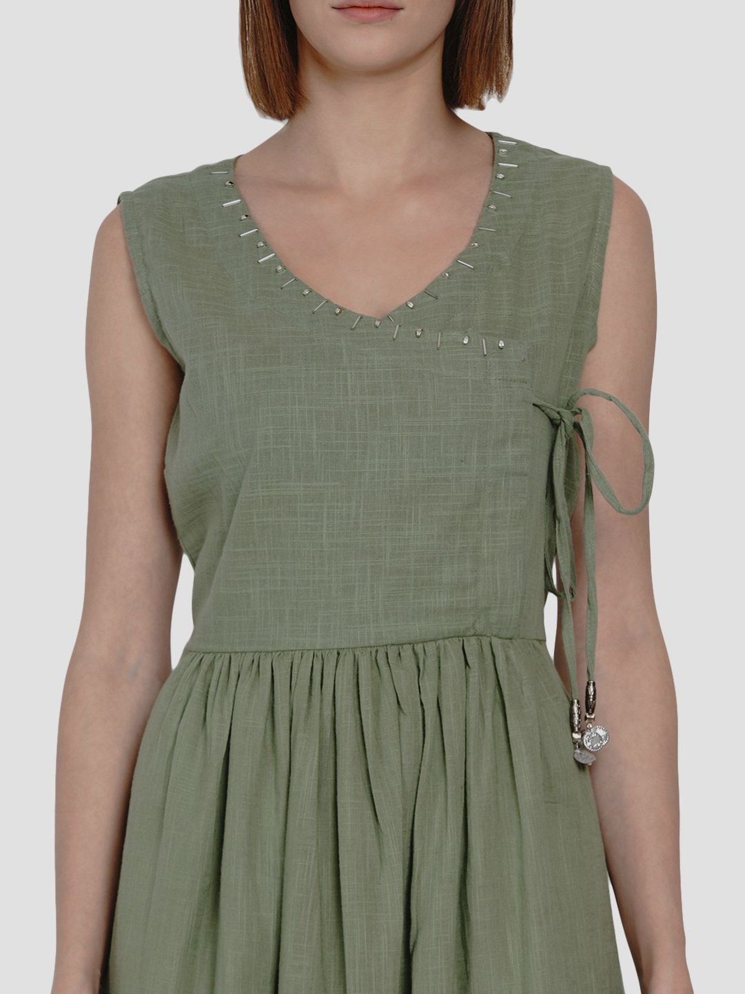 Women Republic Green Cotton A Line Kurta