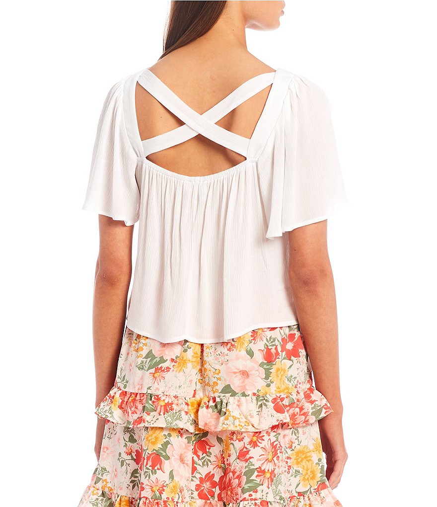 Love & Piece Sleeveless Tie-Die Peplum Hanky Hem Top