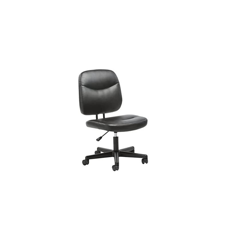 ESS Collection Armless Leather Desk Chair, in Black (ESS-6005-BLK)