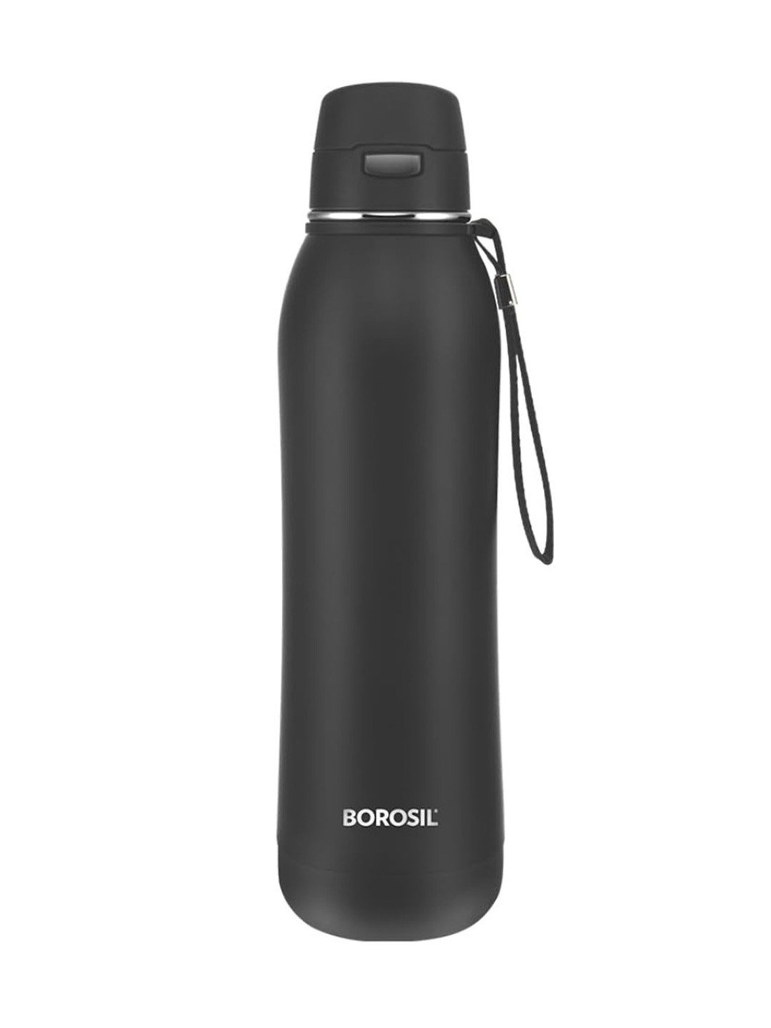Borosil Black Stainless Steel Double Wall Vaccum Insulated Water Bottles (600ml)
