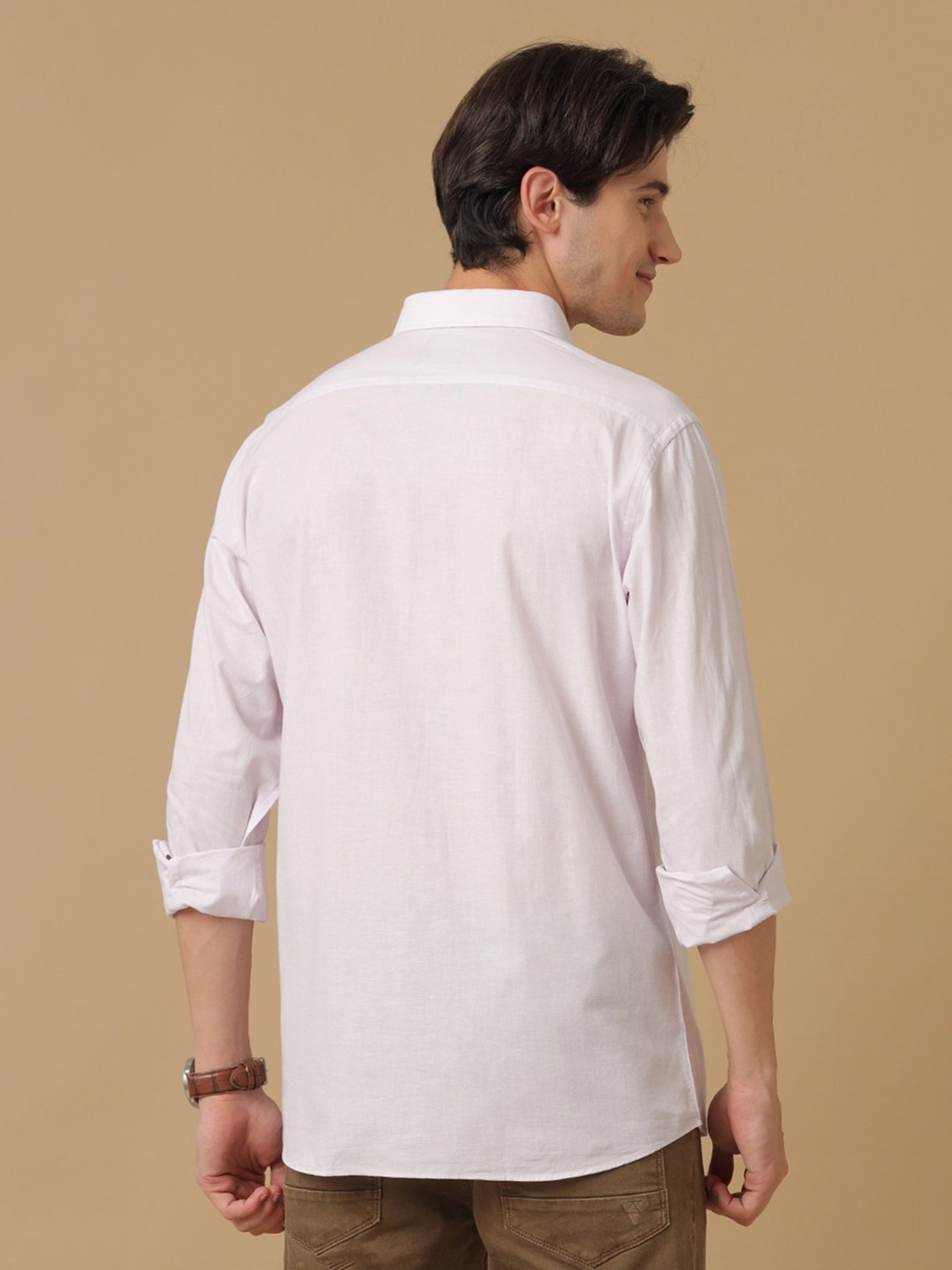 CAVALLO by Linen Club White Contemporary Fit Shirt