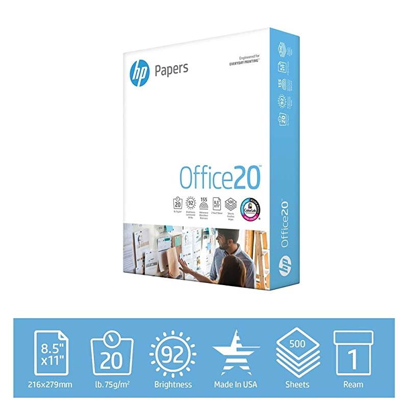 Printer Paper 8.5 x 11, 20 Lb - 1 Ream - 500 Sheets, 92 Bright - Made in USA, FSC Certified Copy Paper, Compatible 172160R