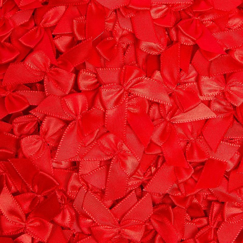 350pcs  1" x 1.2" Red Mini Bibbon Bows Appliques for DIY Crafts, Gift Wrapping Accessories and Scrapbooking