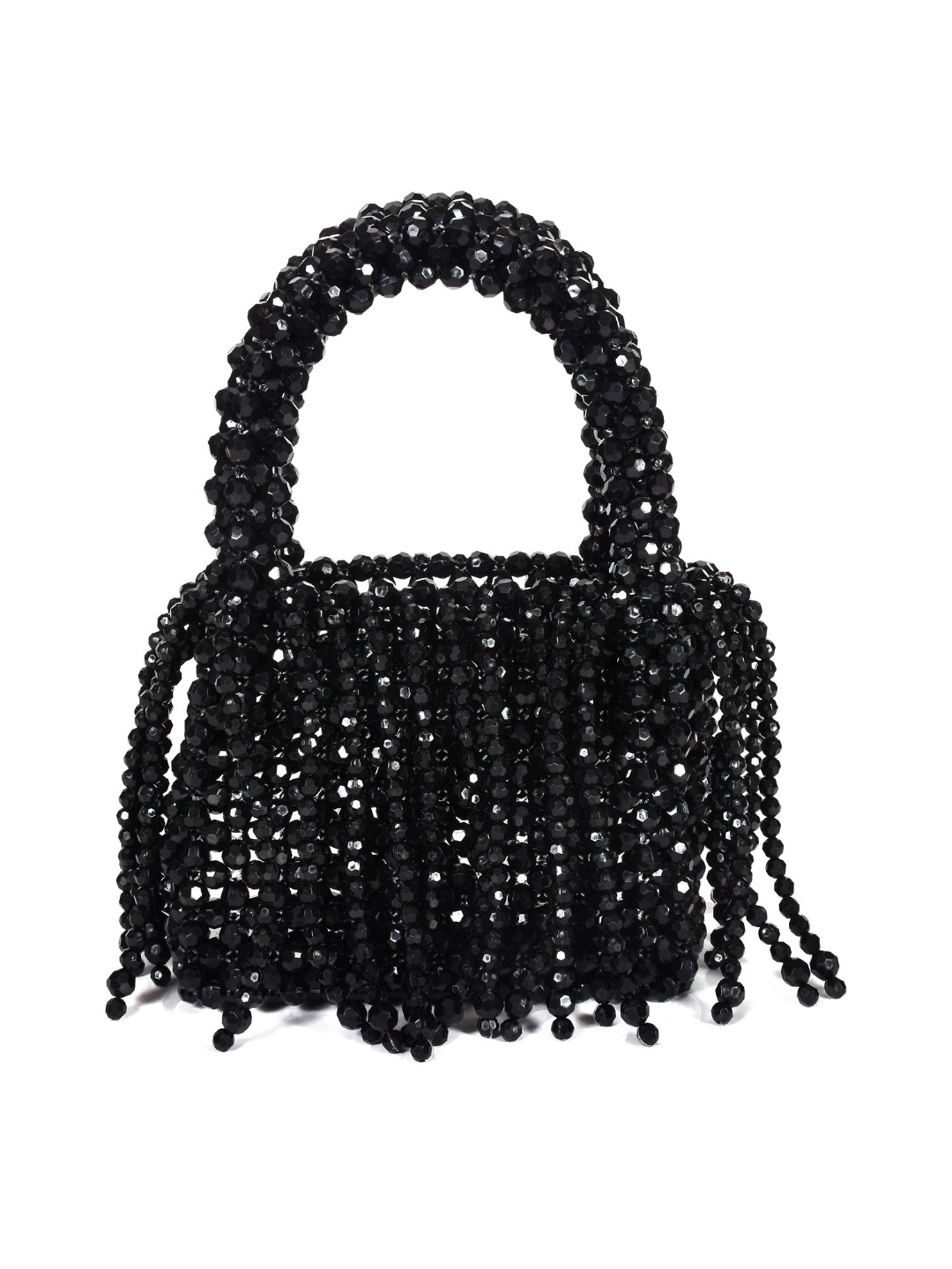 SASSORA RIM Black Leather Embellished small Handbag