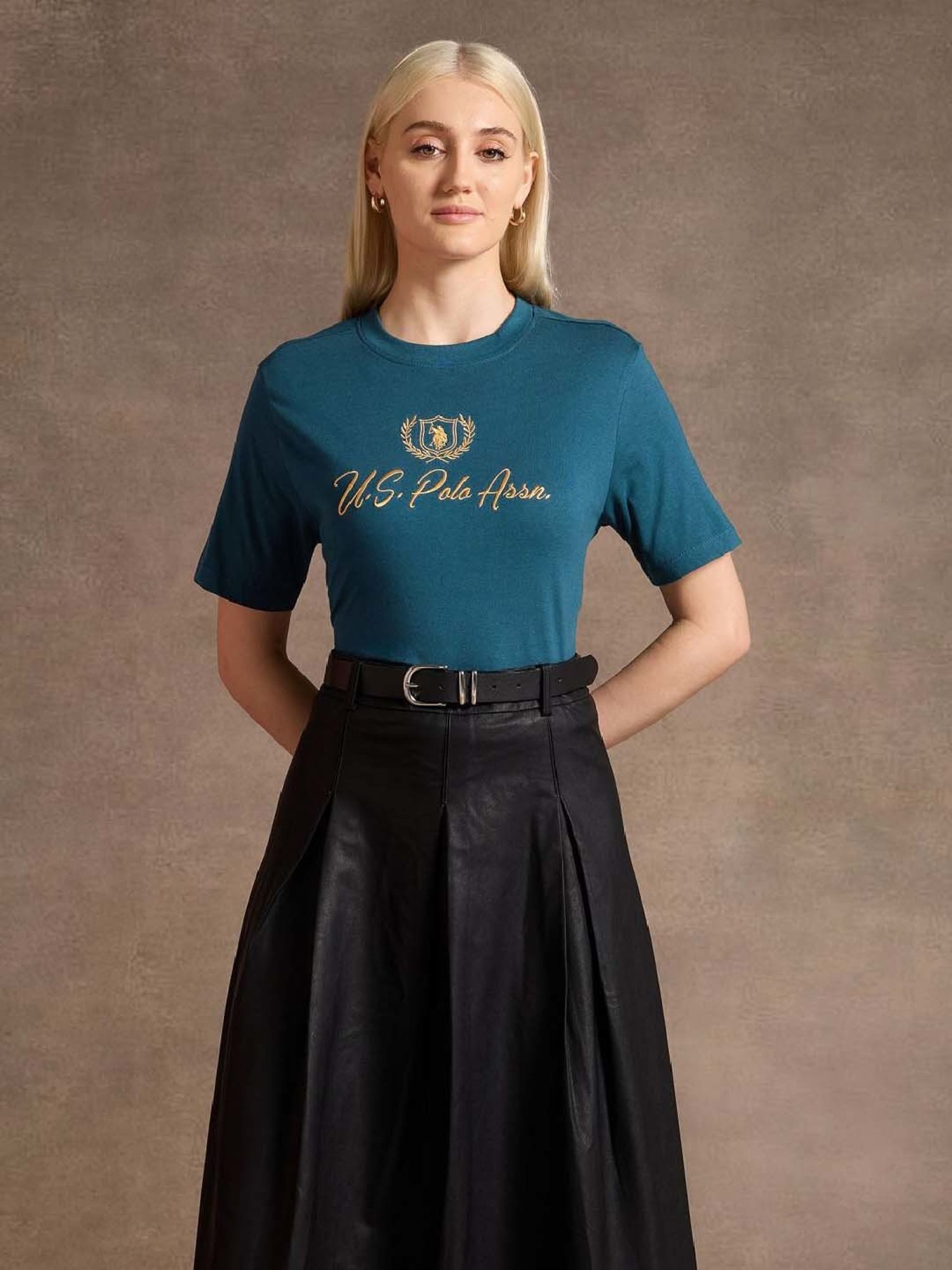 U.S. Polo Assn. Blue Cotton Logo Work T-Shirt