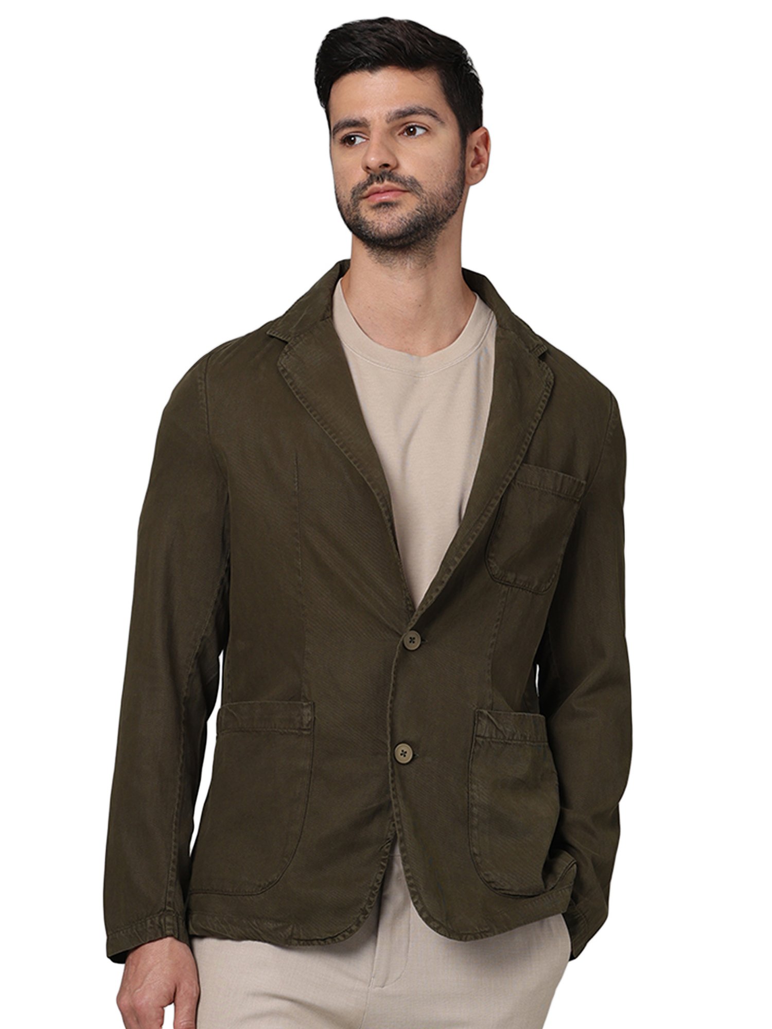 celio* Dark Olive Regular Fit Blazer