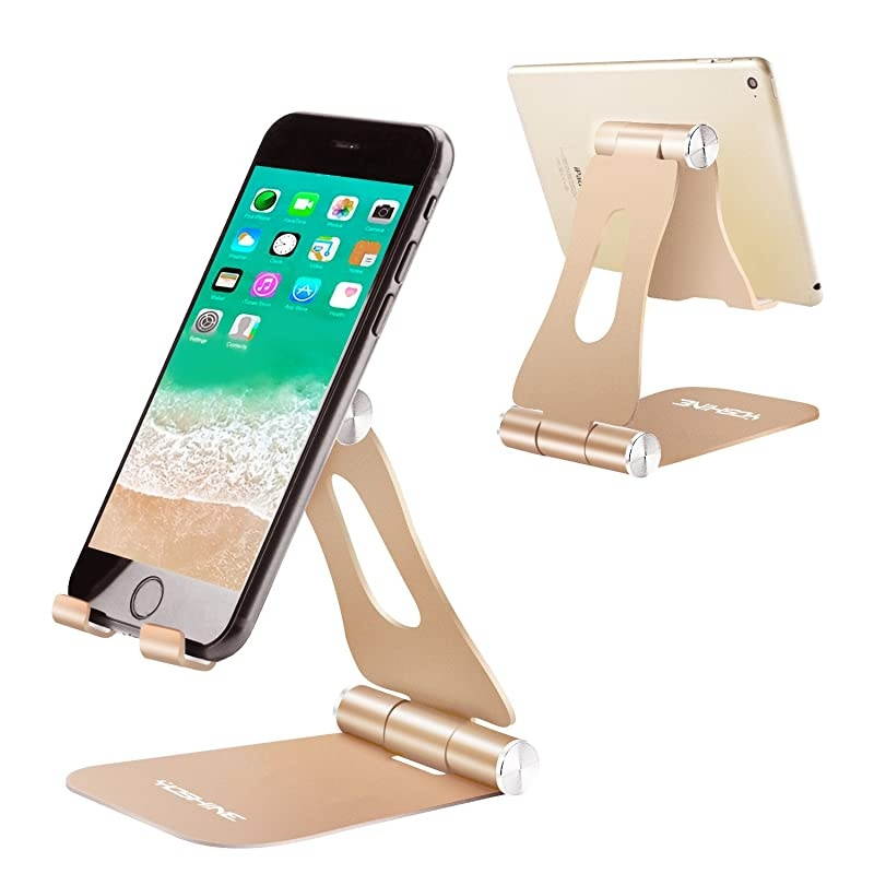 Adjustable Tablet Stand Holders,  Cell Phone Stands, Phone Desk Holder, iPhone Stand, iPad Stand, Aluminum Stands Cradle Dock for Switch, Fit All Smartphones and Tablets - Black