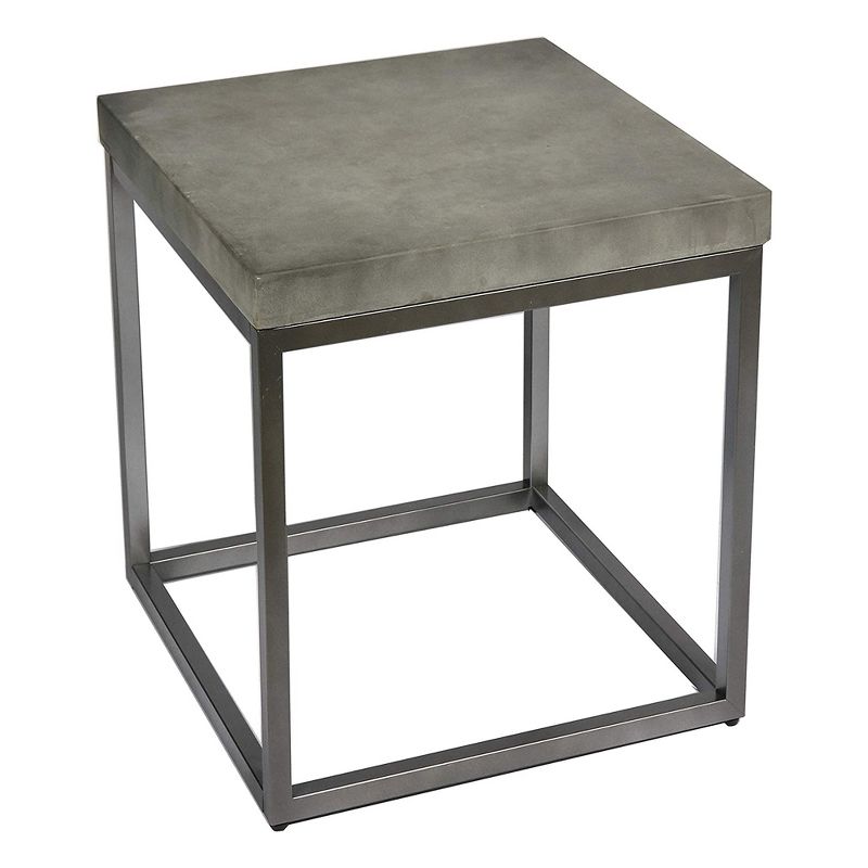 Wallace & Bay Onyx 22 Inch Modern Slate Gray Concrete Top Square Accent Side End Table with Reliable Metal Legs for Household Essentials
