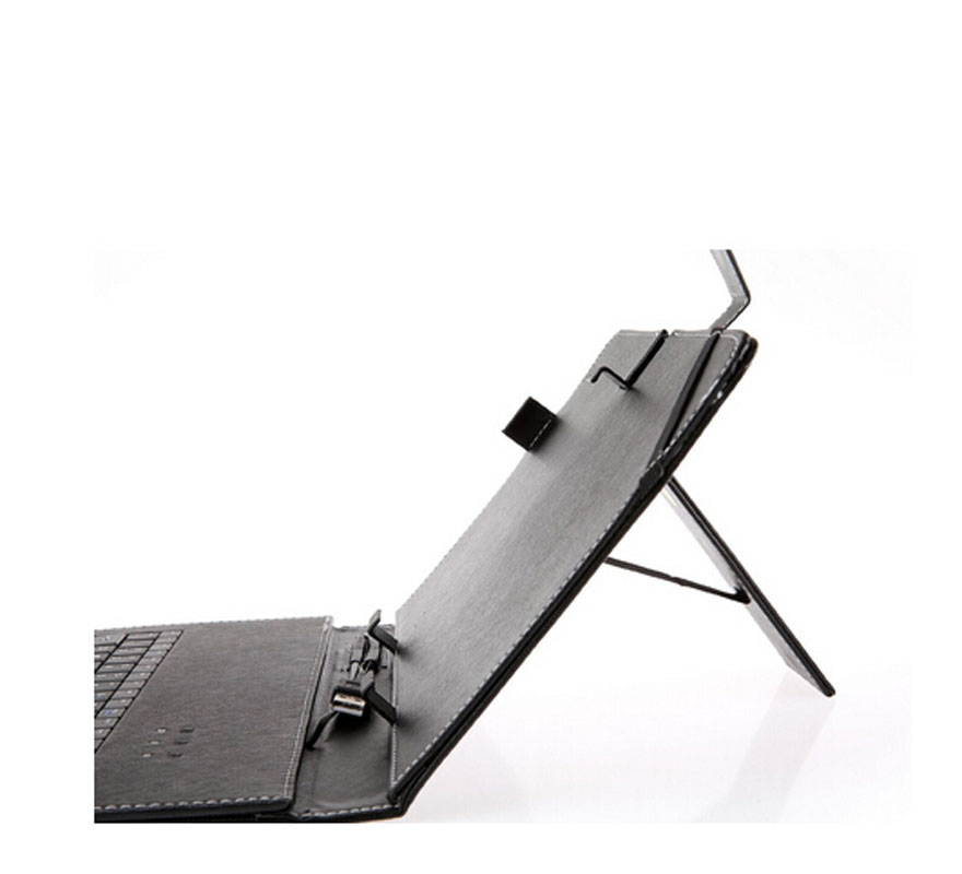 10.1 Inch Folio Artificial Leather Tablet Protector Case Cover Keyboard Case for Universal Android Tablet PC (Black)