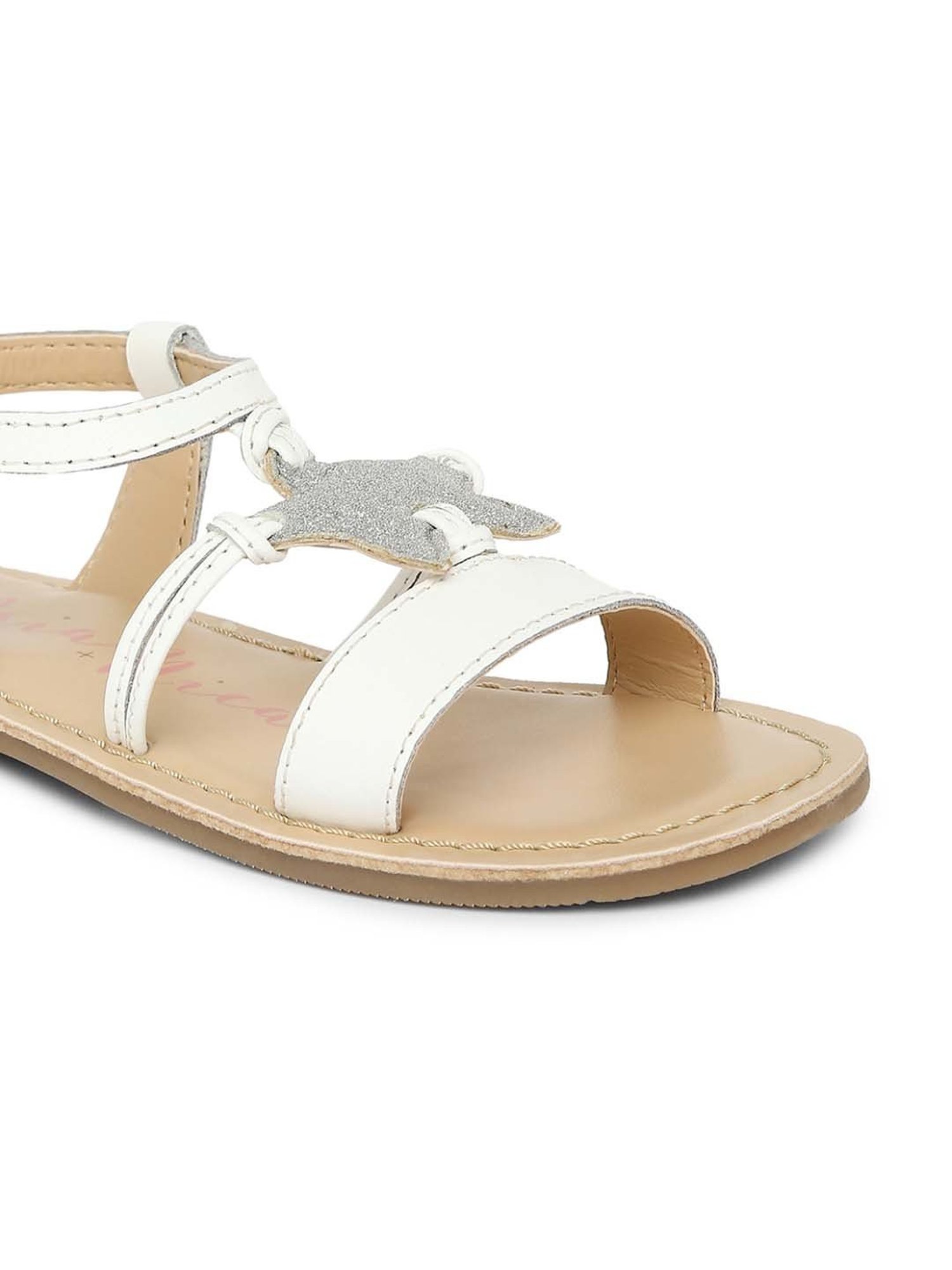 Aria Nica Kids Sparkle White & Beige Casual Sandals