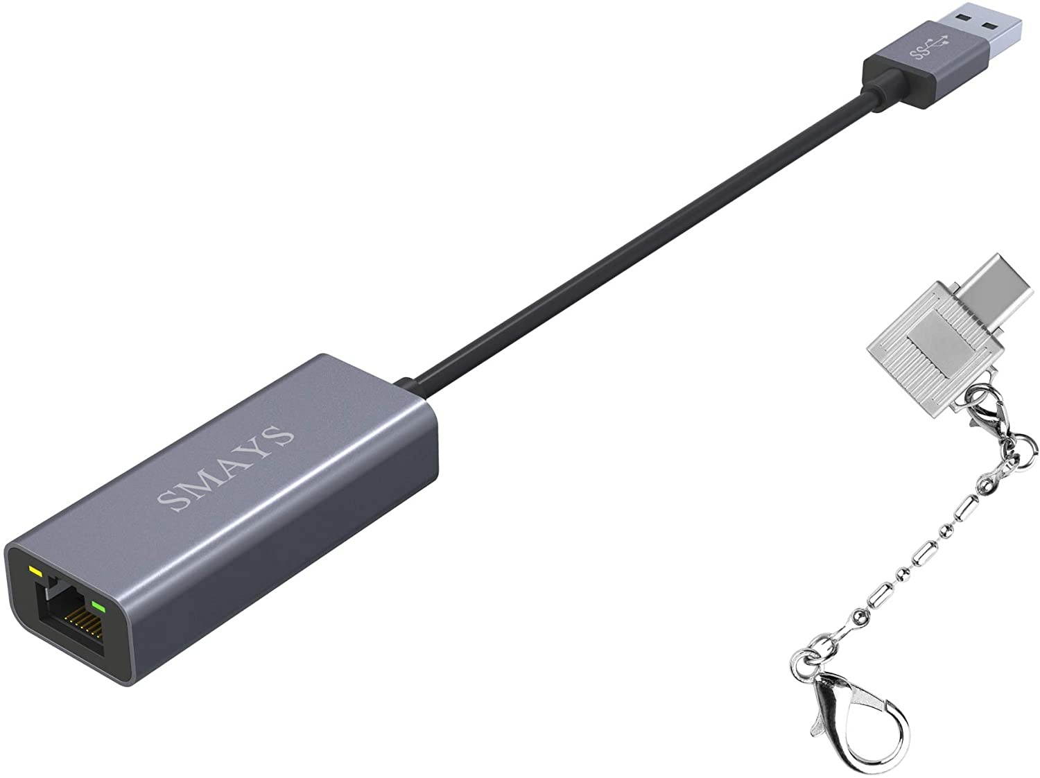 SMAYS LAN Ethernet Adapter Compatible for Nintendo Switch Wii Mac PC Computer Samsung Galaxy Tab A and Phone Thunderbolt 3 USB C OTG Adaptor