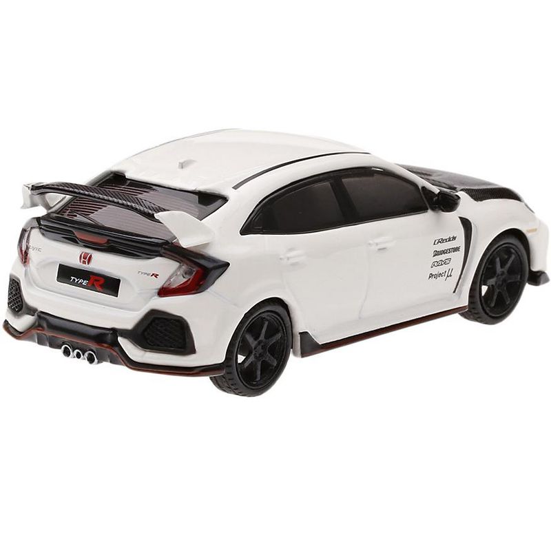 Honda Civic Type R (FK8) White w/Carbon Hood & TE37 Wheels Ltd Ed 2,400 pcs 1/64 Diecast Car by True Scale Miniatures