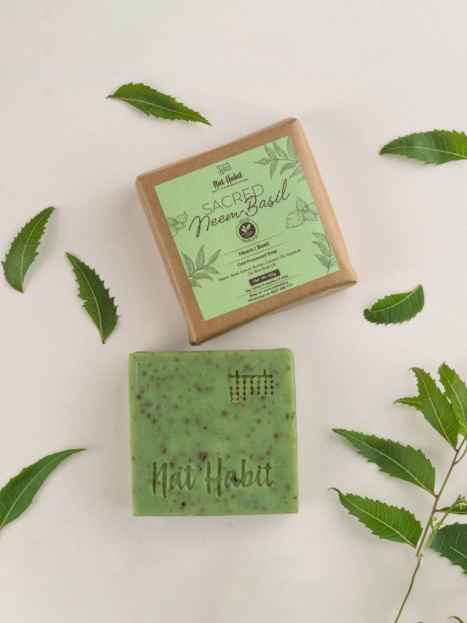 Nat Habit Sacred Neem-Basil & Healing Turmeric-Oats Cold Processed Butter Soap Combo