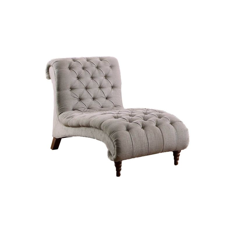 Pease Contemporary Faux Leather Upholstered Crystal Button Tufted Chaise Lounge White - Baxton Studio
