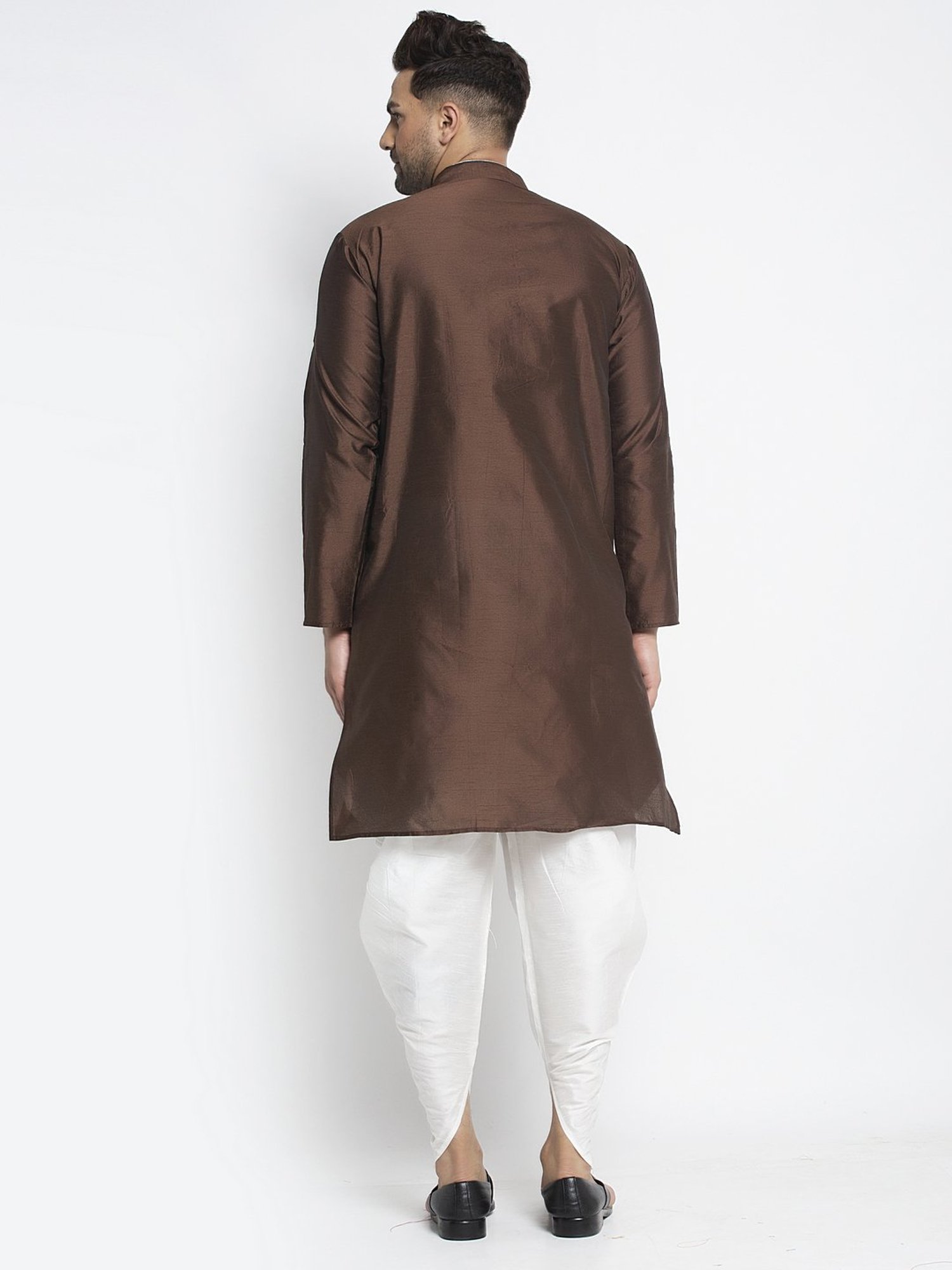 Benstoke Brown & White Regular Fit Kurta Set