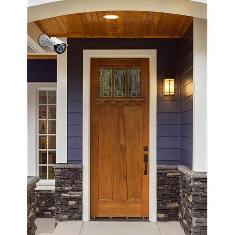 Dummy Fake Security Camera, with One Red LED Light at Night, for Home and Businesses Security Indoor/Outdoor (2 Pack, White)