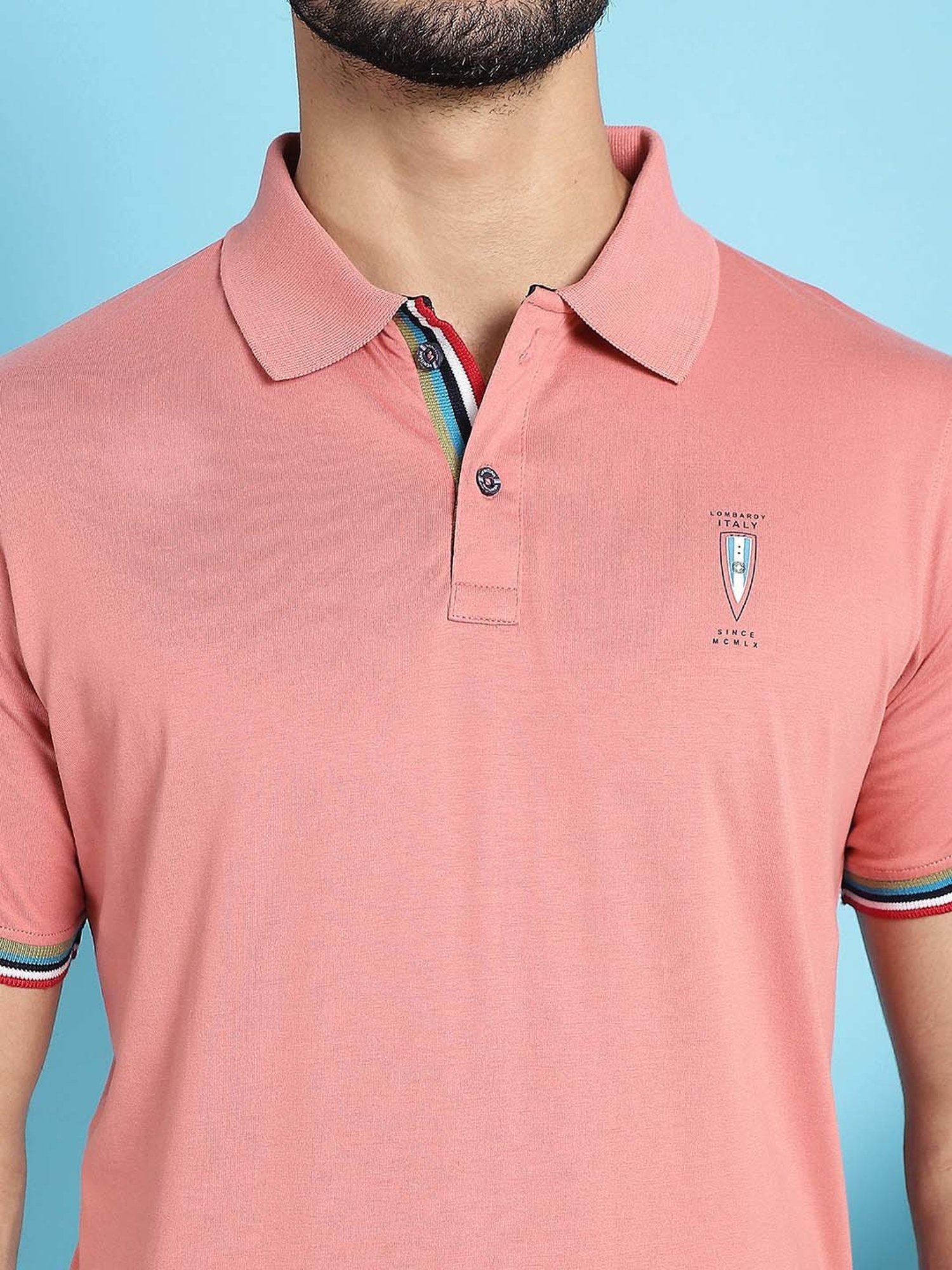 Venitian- Forbidden Clothing Pink Slim Fit Printed Polo T-Shirt