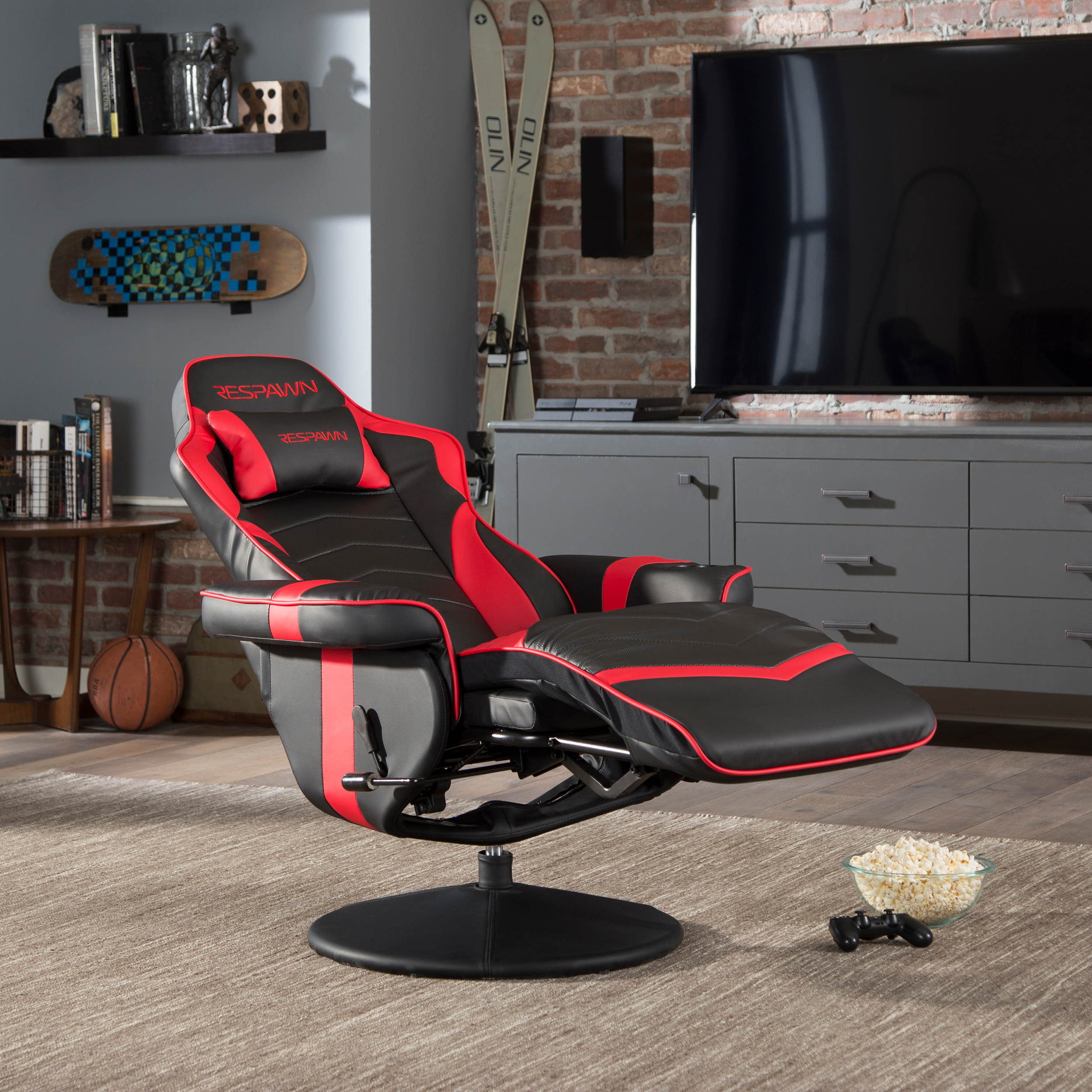 RESPAWN-900 Racing Style Gaming Recliner, Reclining Gaming Chair, in Gray (RSP-900-GRY)