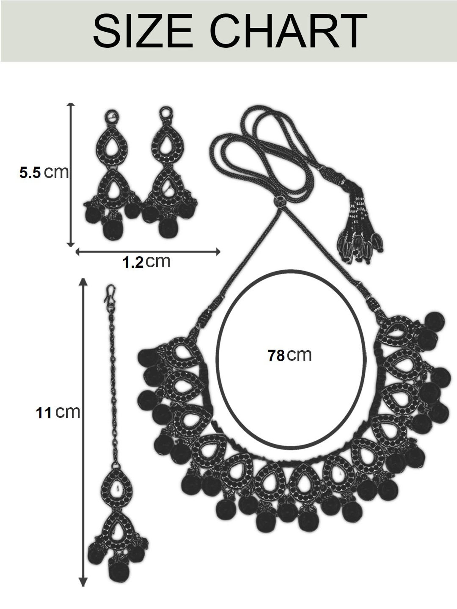 OOMPH Maroon Beads & Kundan Ethnic Choker Necklace Set with Drop Earrings & Maangtikka