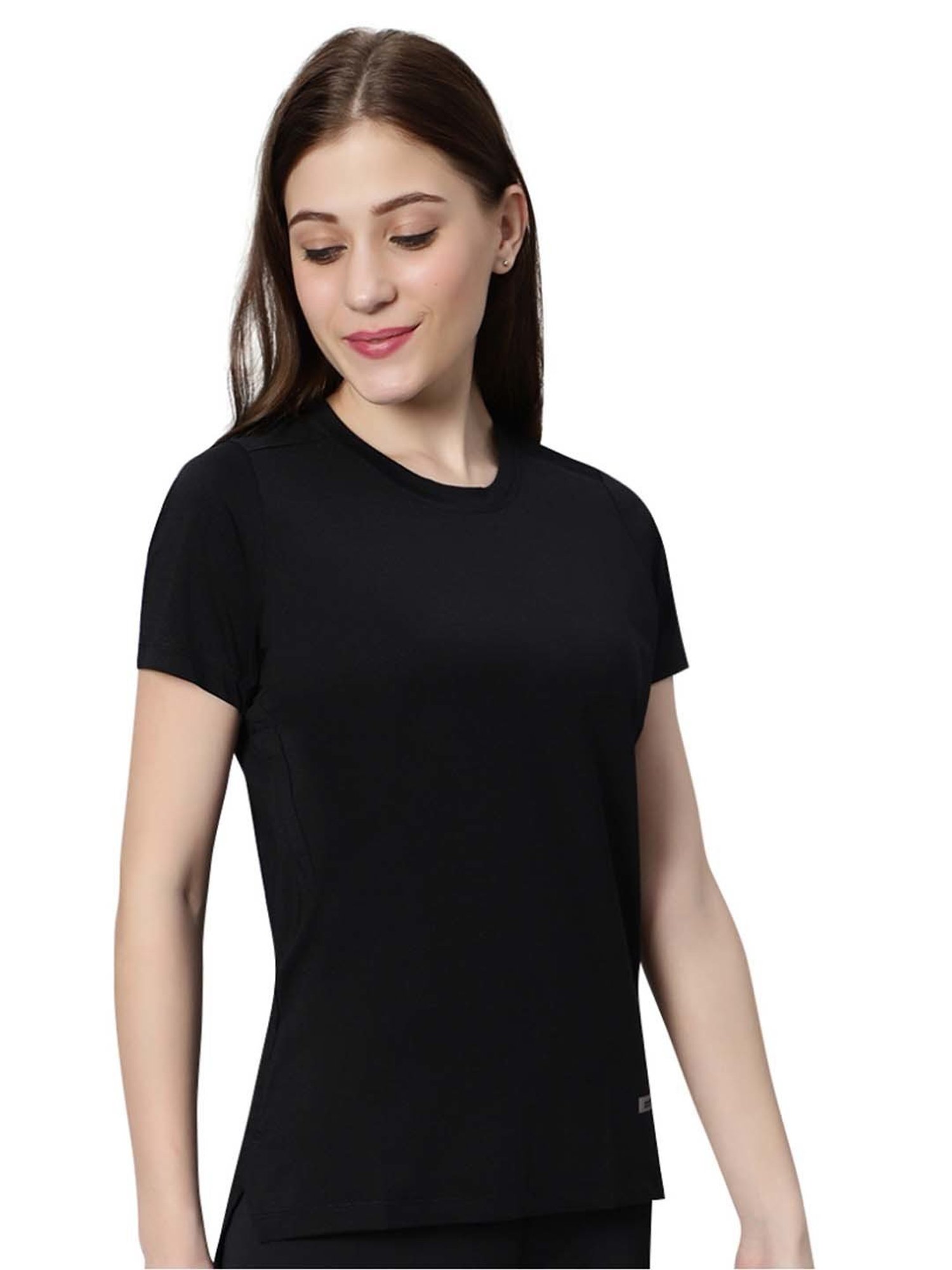 Omtex Black Regular Fit Sports T-Shirt