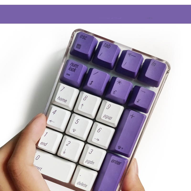 Mechanical Numeric Keypad Cherry MX  White Switch Wired Gaming Keypad Crystal Case White Backlit 21 Keys Mini Numpad Portable Keypad Extended Layout White Magicforce by Qisan