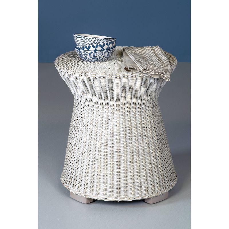 Akiman Rattan Accent Table White - East At Main