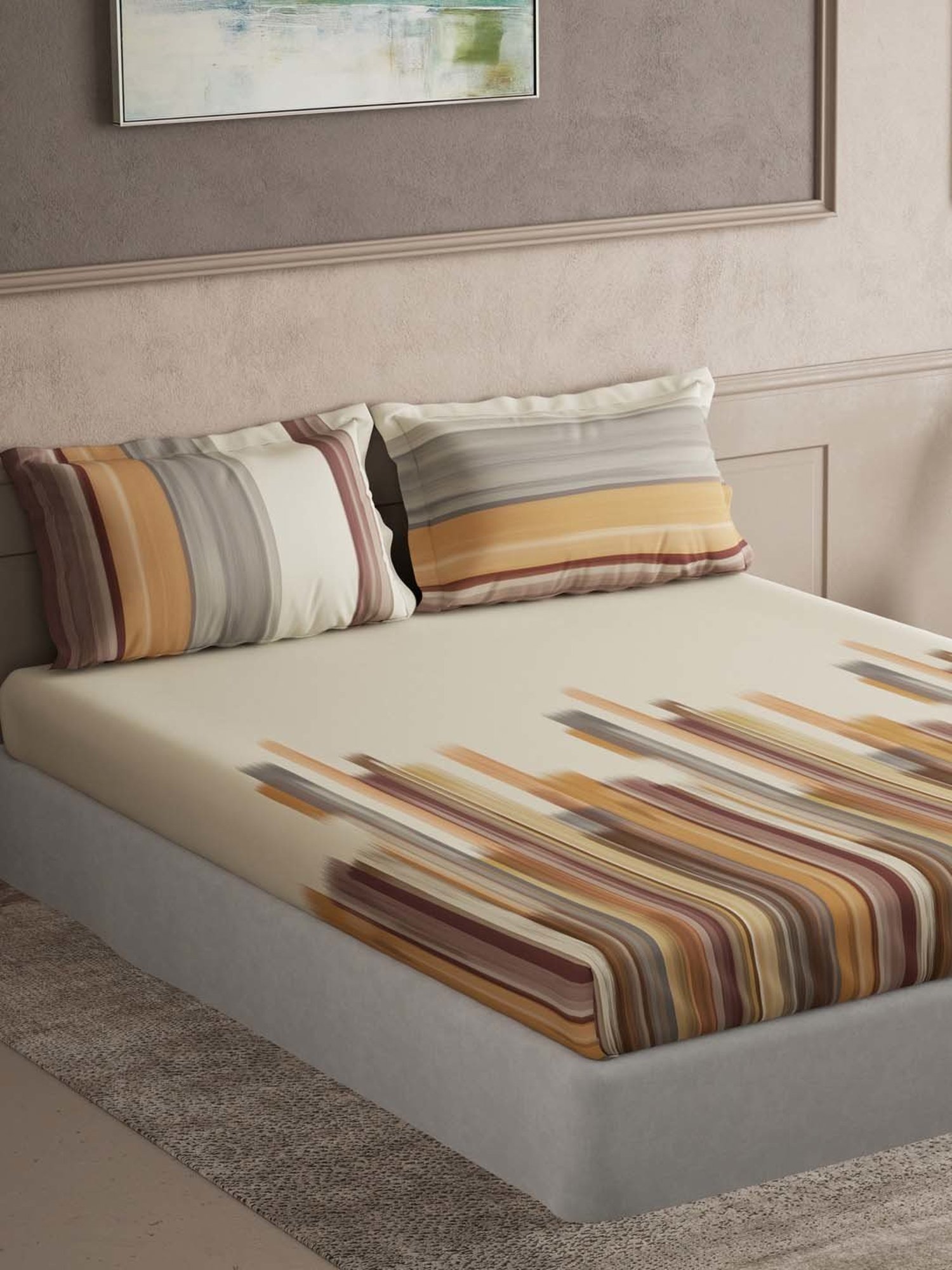 Ddecor Live beautiful Maxima Brown 180 TC Cotton King Bedsheet with 2 Pillow Covers