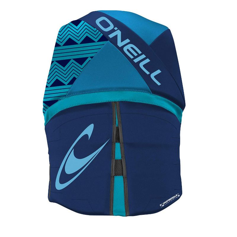 O'Neill Women's Reactor USCG Approved Wakeboarding & Waterskiing Life Vest with Foam Core, Size 8, Navy/Turquoise