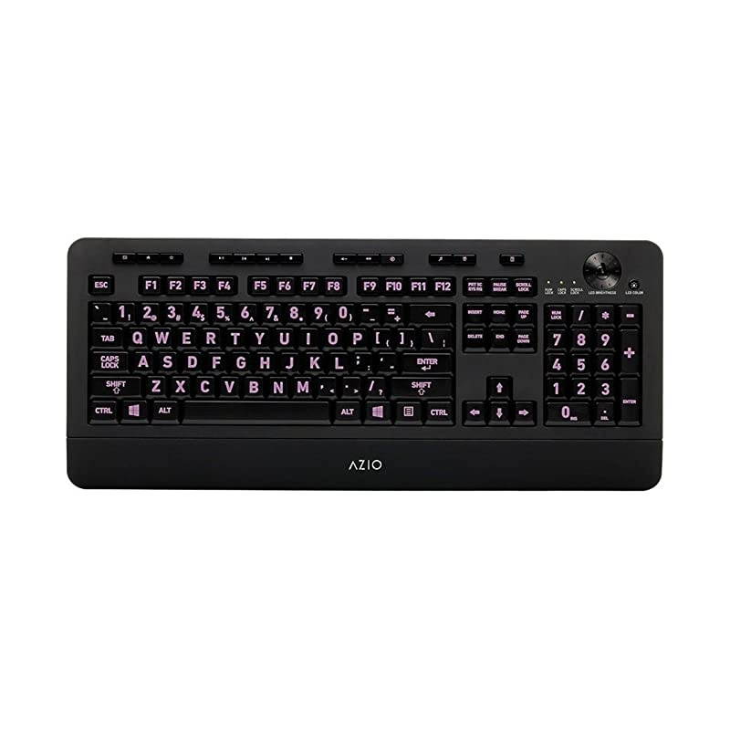 Vision Backlit Computer Keyboard Wired USB Keyboard with LARGE PRINT keys and 5 Interchangeable Backlight Colors KB506