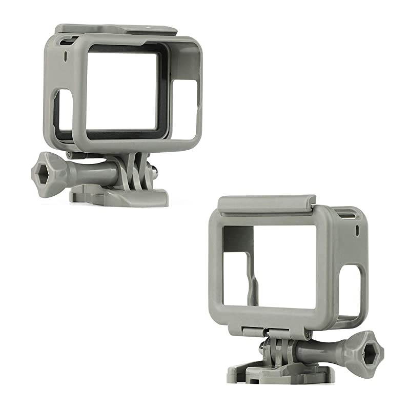 Frame Mount Housing Case for GoPro Hero 5 6 7 Black White Silver Hero 2018 Cameras Protective Housing with Buckle and Screw, All Slots Fully Accessible - Gray