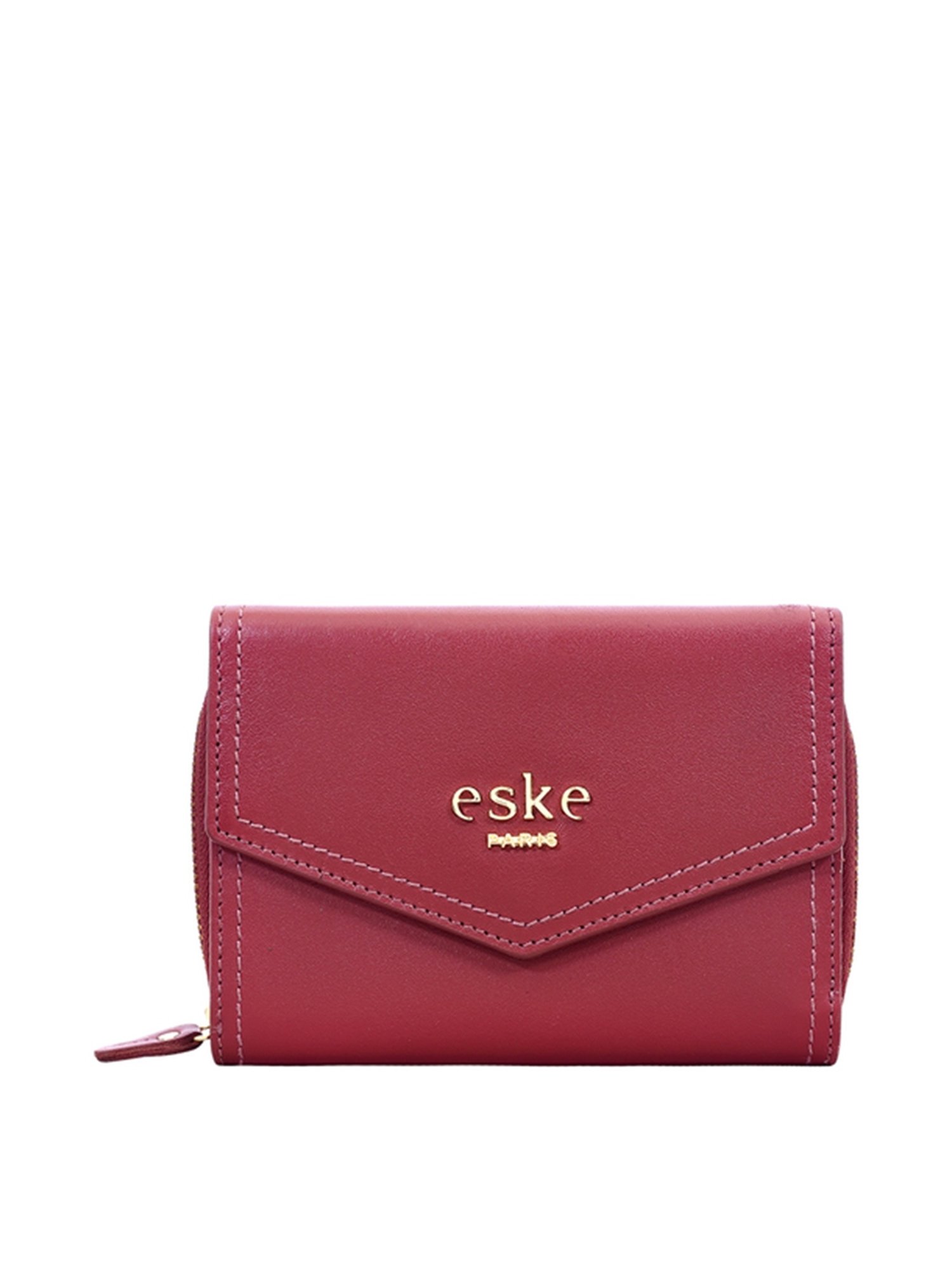 Eske Ellet Red Solid Tri-Fold Wallet for Women