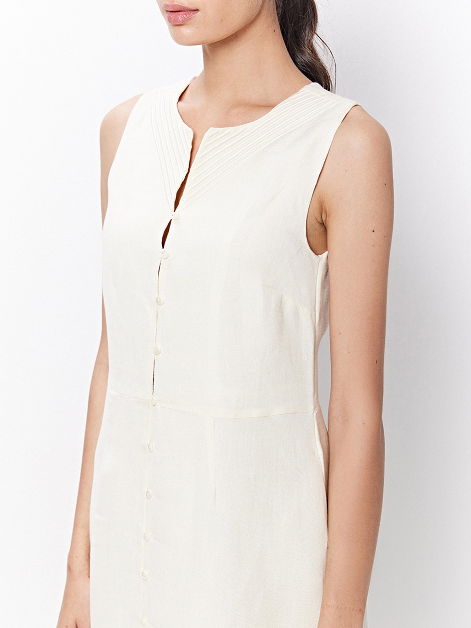 Ancestry Off White Regular Fit Shirt Dress