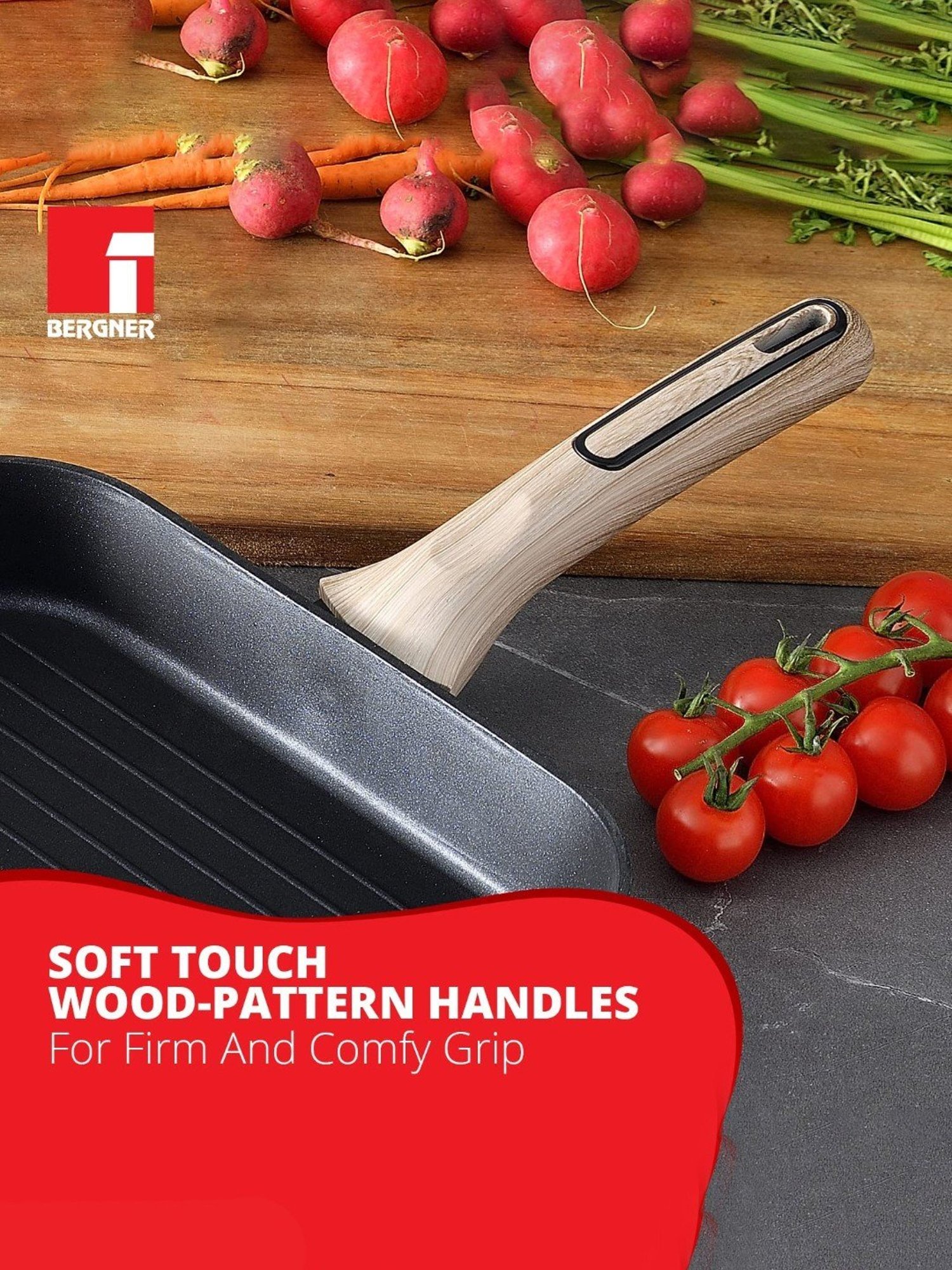 Bergner Grey Non-Stick Marble Induction Base Grillpan - 28cm