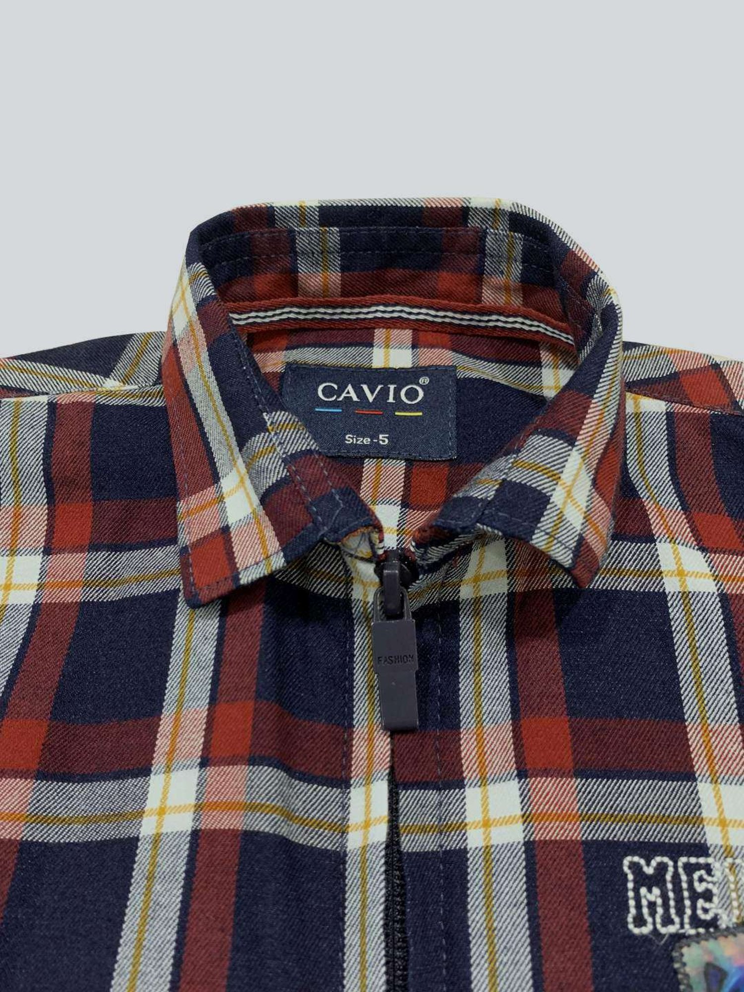 Cavio Kids Blue & White Cotton Chequered Shirt Set