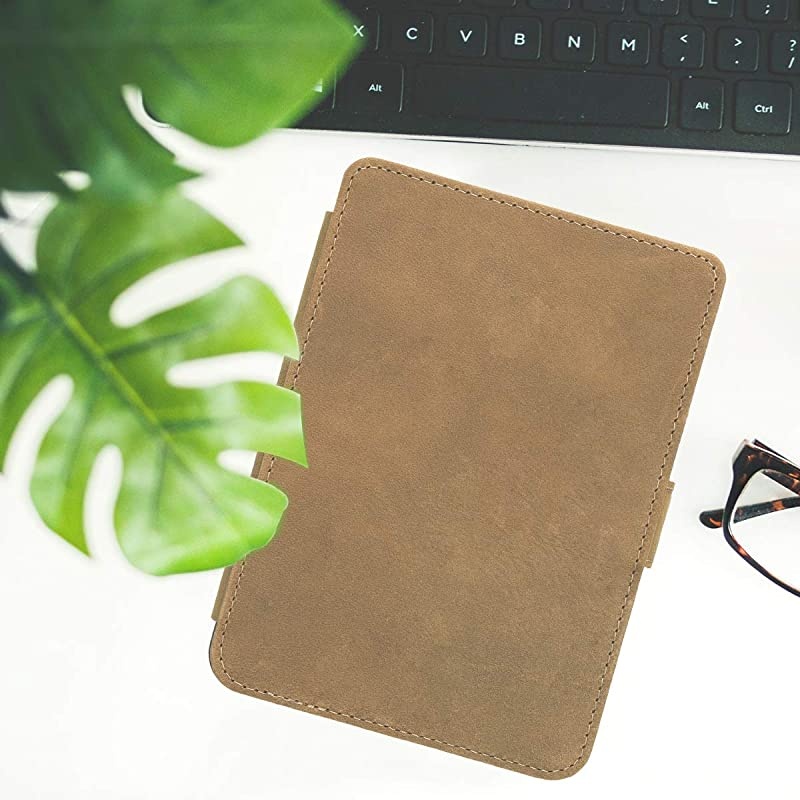 Case Compatible with Kobo Clara HD Genuine Leather eBook Cover Brown