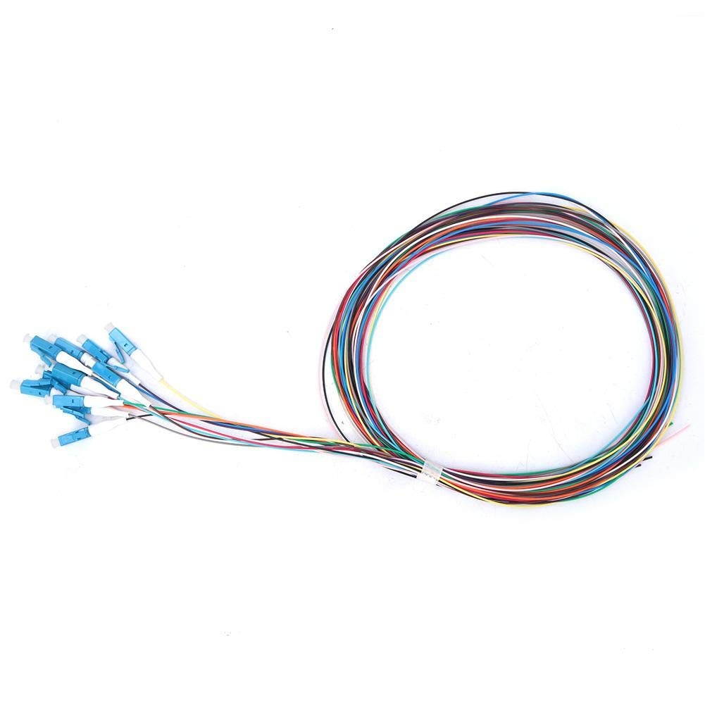 Fiber Optic Pigtail 12 Strand Fiber Optic Pigtail LC/UPC Single Mode Low Insertion Loss with Ceramic Ferrule 1.5m for Optical Fiber LAN Optical Fiber Communication System