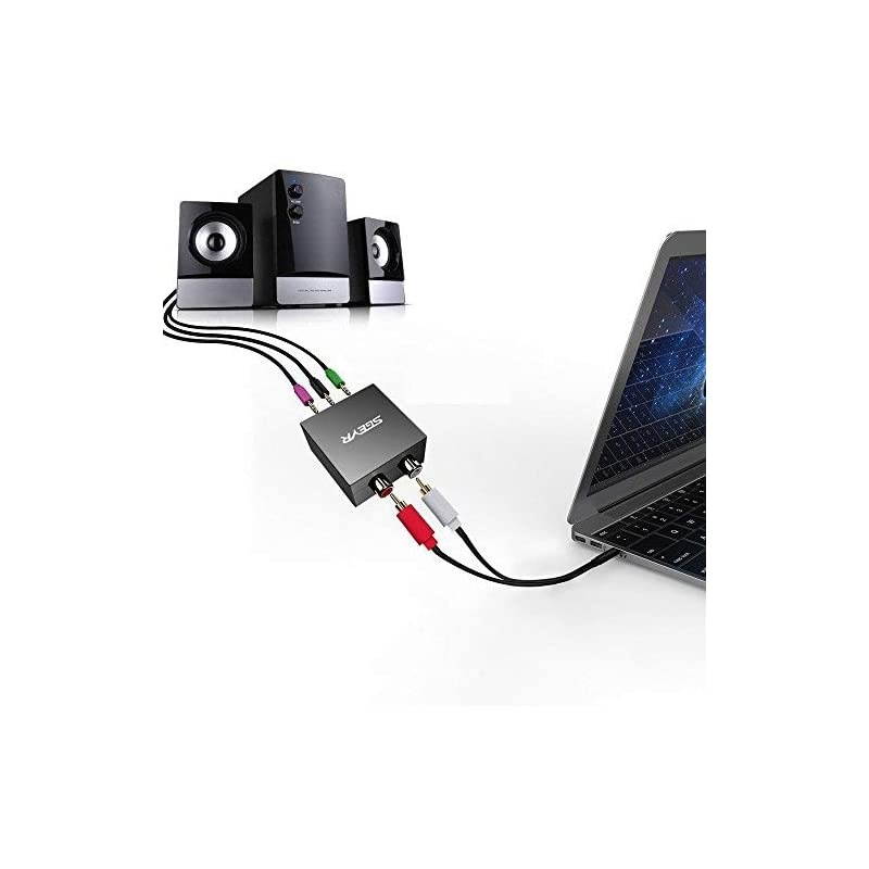 51 Audio Console Adapter Convert Stereo RCA to 3 x 18 35mm Jack Bidirectional Conversion for 51 Multimedia Speaker