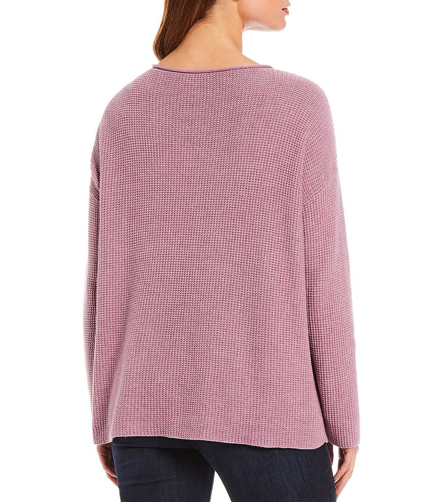 Eileen Fisher Peruvian Organic Cotton Ballet Neck Long Sleeve Box Top