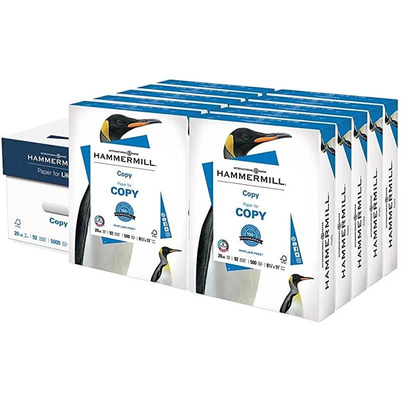 Printer Paper 20 lb Copy Paper 85 x 11 10 Ream 5000 Sheets 92 Bright Made in the USA