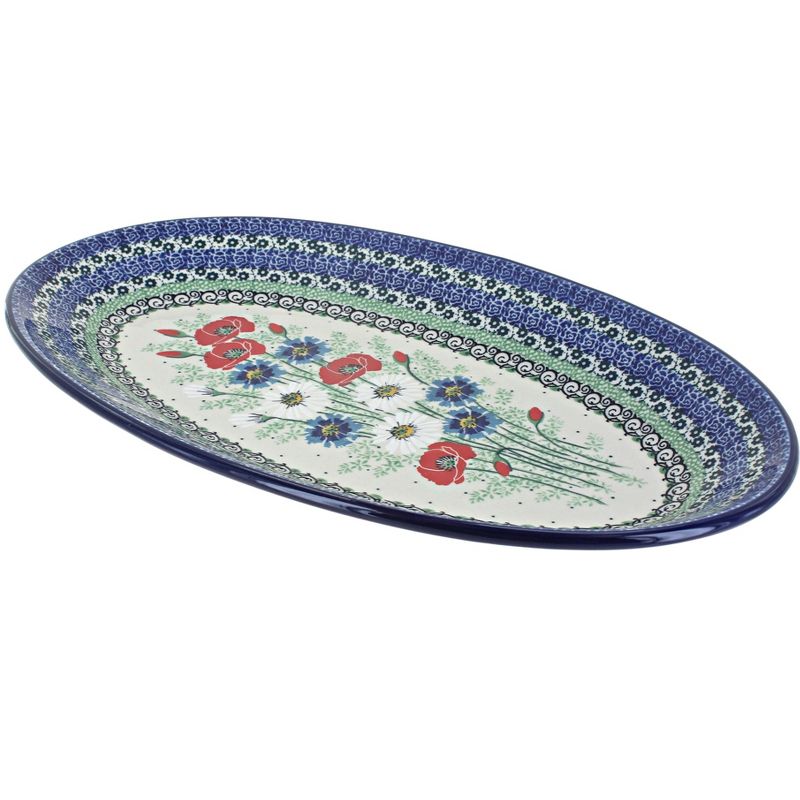 Blue Rose Polish Pottery Summer Dawn Oval Platter