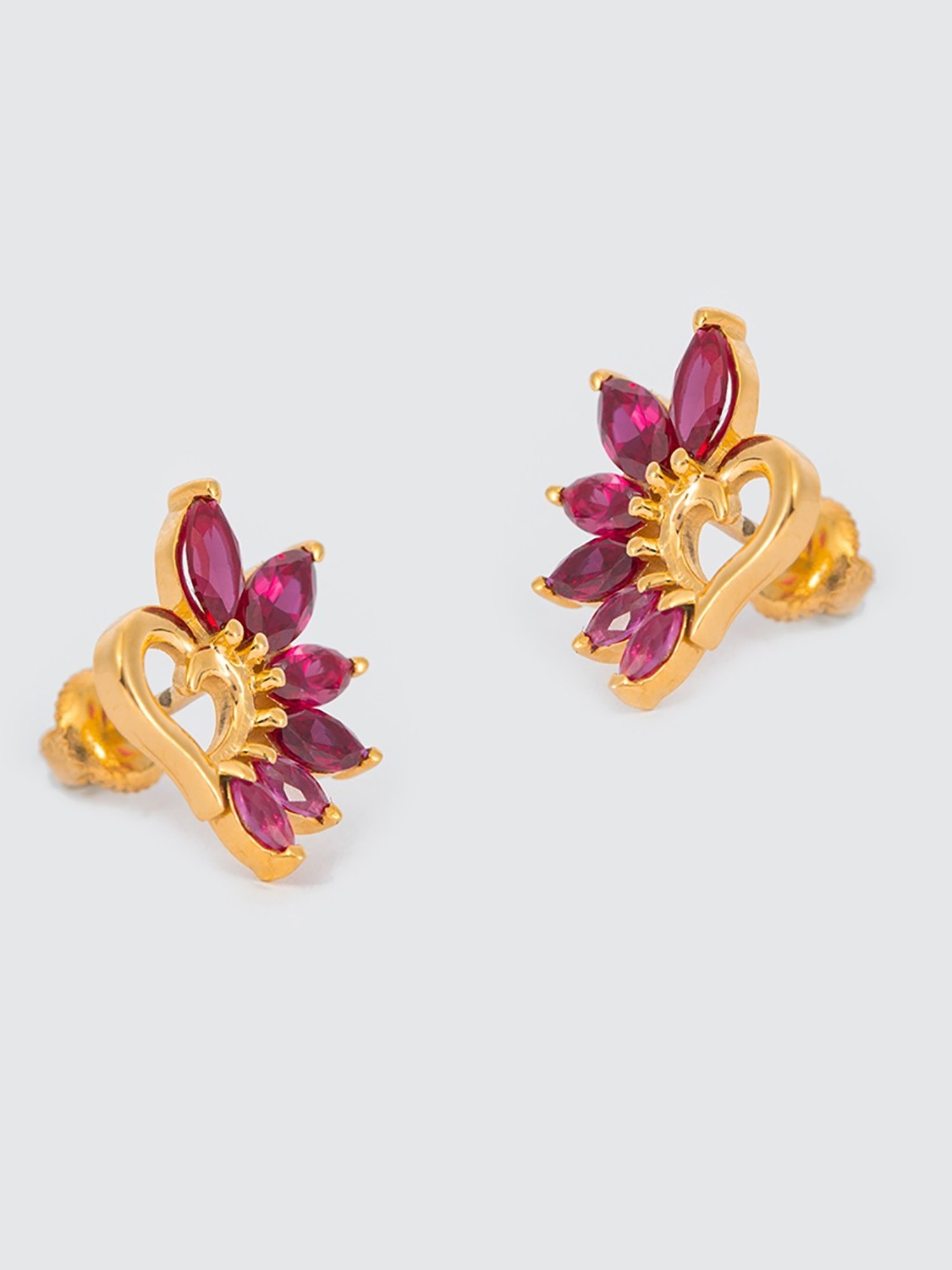P.N.Gadgil Jewellers 22k Yellow Gold Devotion Florate Stud Earrings