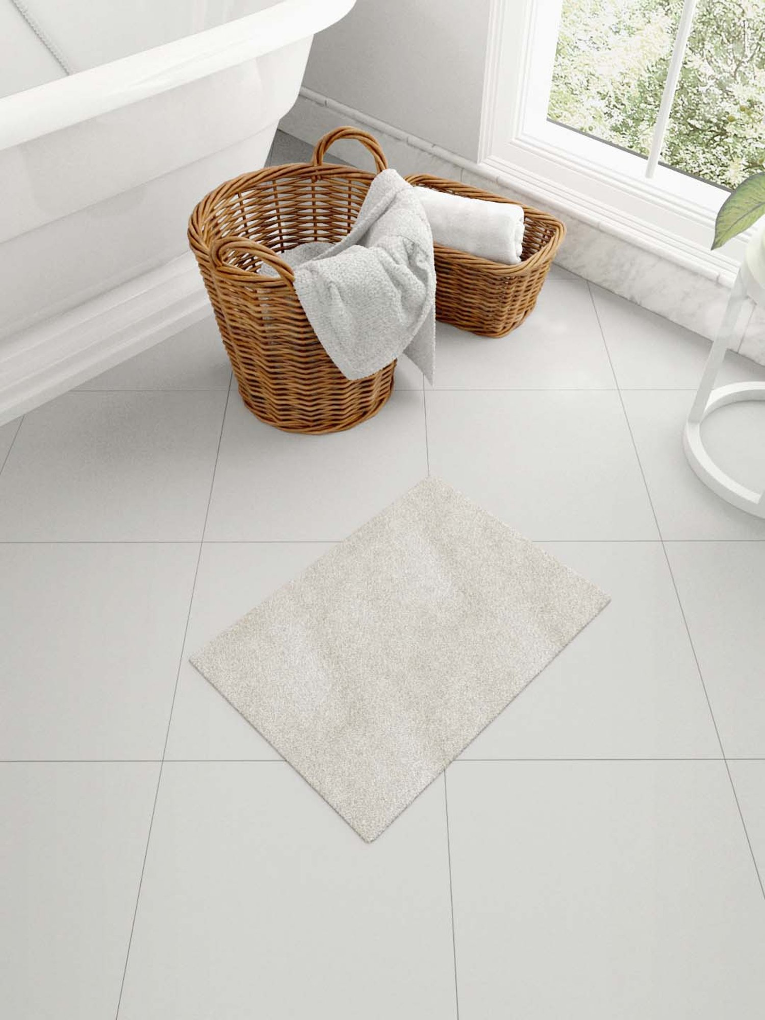 Mark Home Ivory Polyester Anti Skid Durable Rug - Set of 1