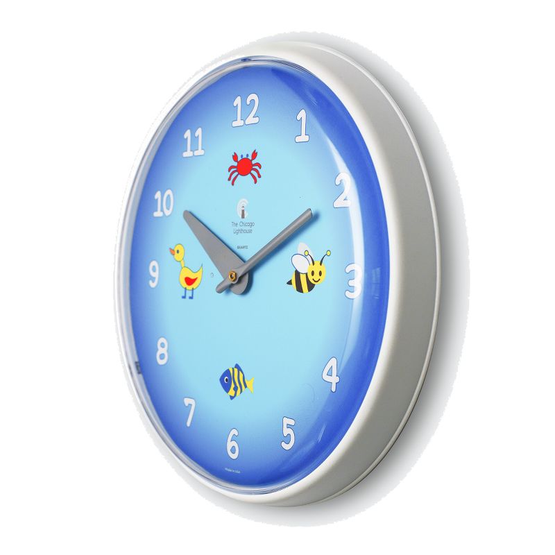 12.75" x 1.5" Blue Planet Children's Wall Clock Decorative Wall Clock White Frame - By Chicago Lighthouse